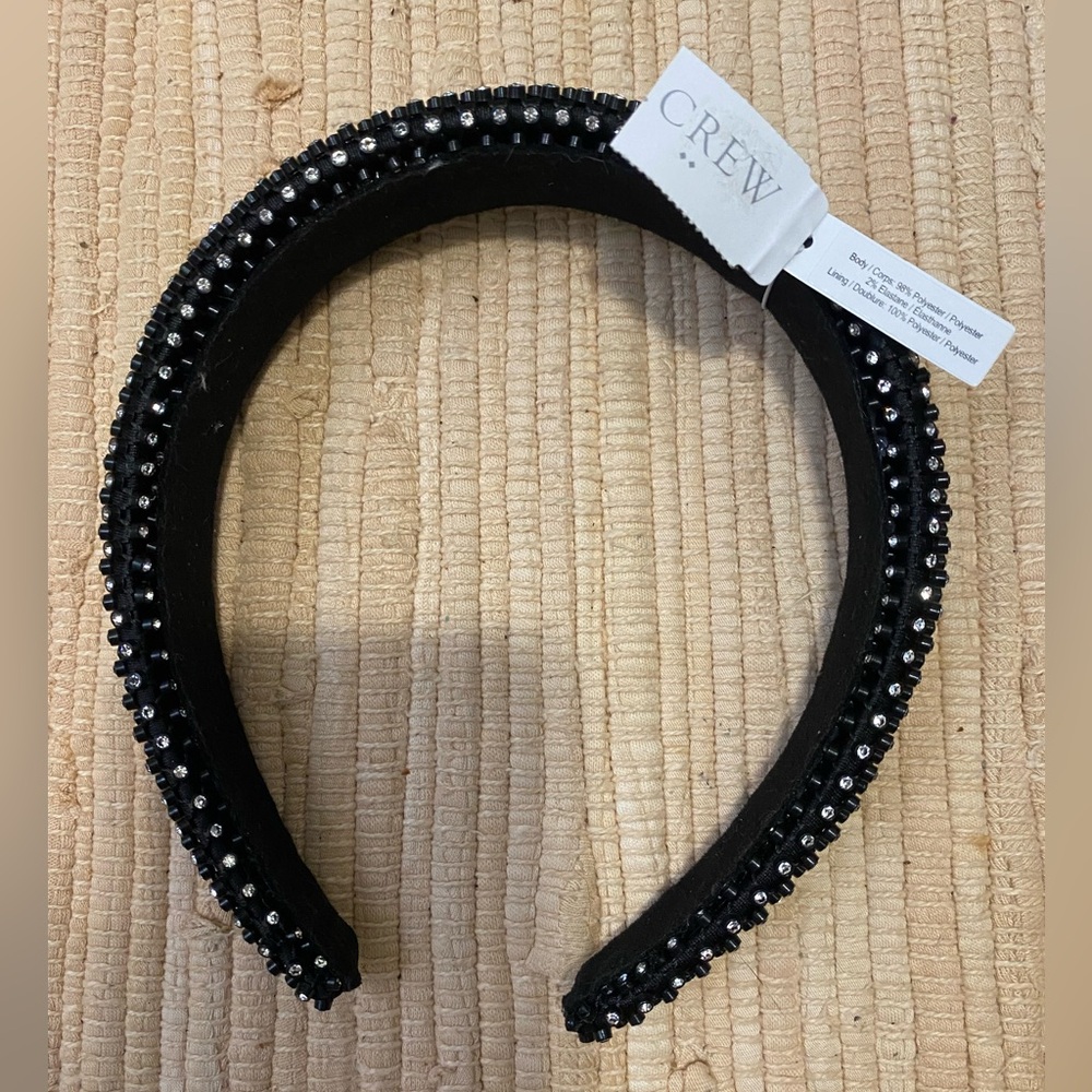 J. Crew Black Diamond Studded Velvet Hairband